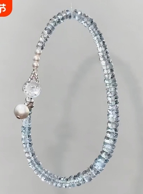 海蓝色碎冰冰手链清透设计感精致轻奢高级感手链配饰时尚简约手饰