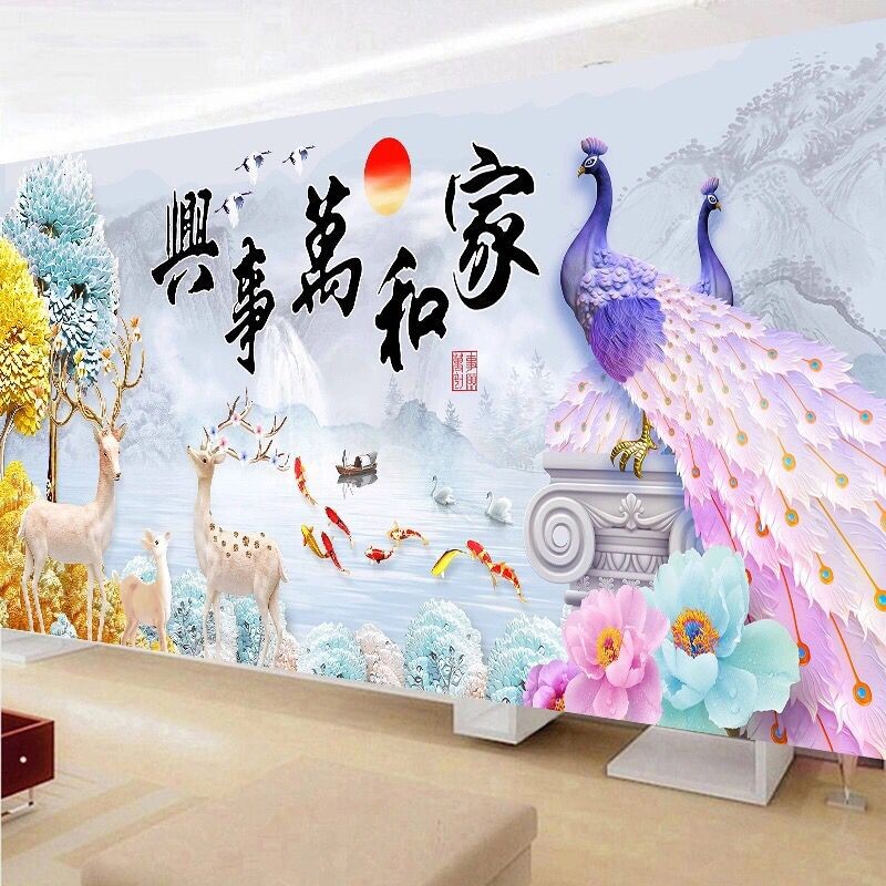 2025十字绣新款客厅钻石画家和万事兴孔雀麋鹿钻石绣满钻点贴钻秀