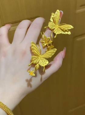 中式轻奢金色蝴蝶复古戒指精致时尚气质简约设计小众食指高级指环
