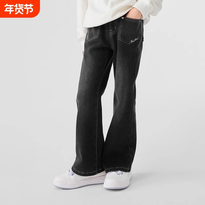 儿童装春秋冬款牛仔裤女童一体加绒微喇裤中大童加厚潮流裤子喇叭,童装/婴儿装/亲子装,儿童牛仔裤,淘宝优惠券,粉丝福利购,淘宝优惠卷