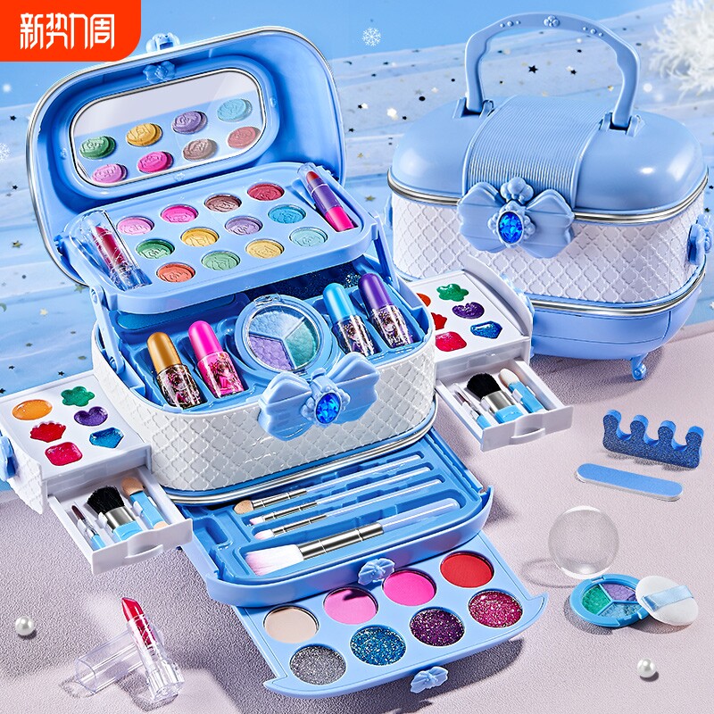 女孩儿童化妆品无毒套装女童小公主彩妆盒仿真油冰雪丽萨艾莎爱莎