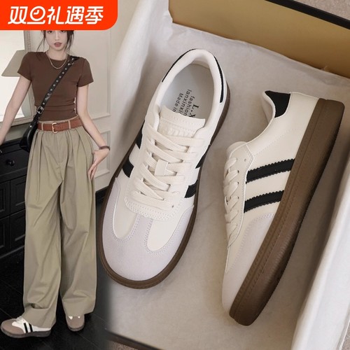 女鞋子2025新款春秋爆款板鞋休闲运动鞋复古小白德训鞋舒适平底鞋