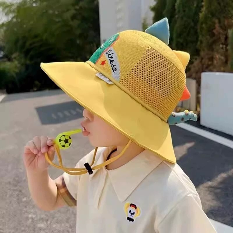 儿童宝宝防晒帽太阳帽夏季男女童男孩防紫外线网眼大檐遮阳渔夫帽