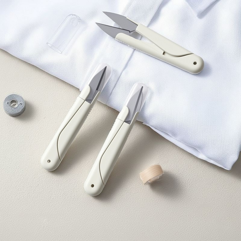 u型圆头弹簧缝纫手工小剪刀家用便携不锈钢十字绣修线头剪刀尖头