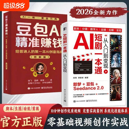新手入门AIai短剧一本通制作从到变现豆包AI赚钱教程书教小白如何一部全流程创作实战AI技术指南时代轻松抖音视频创业零基础系统