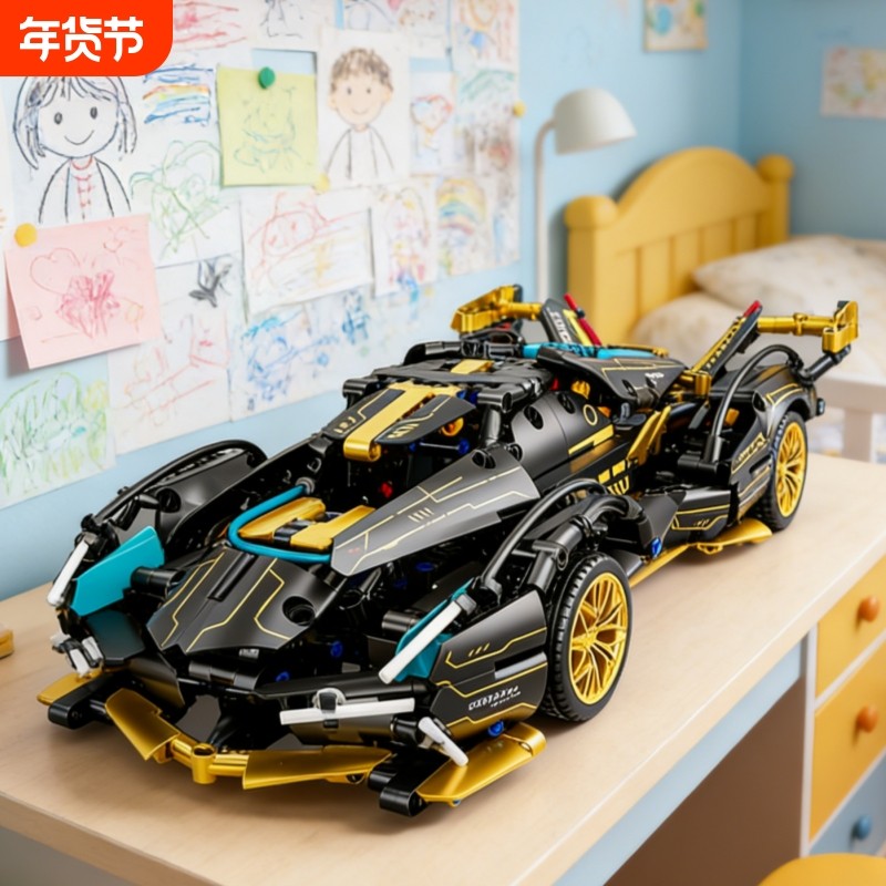 兼容乐高兰博积木基尼跑车模型汽车高难度男孩拼装玩具布加迪赛车