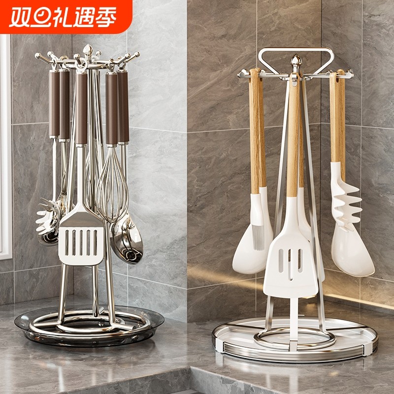 厨房旋转锅铲架勺子挂架铲收纳架家用置物架厨具支架挂钩免打孔
