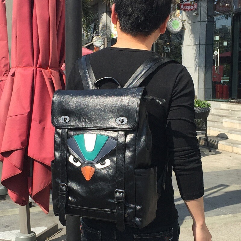 双肩包男背包男士韩版潮男包个性时尚潮流软皮包休闲学生书包防水