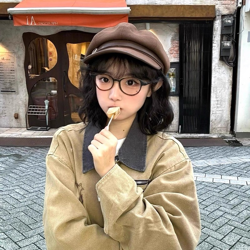 2025新款棕色复古贝雷帽女秋冬显脸小八角帽时尚百搭画家报童帽子