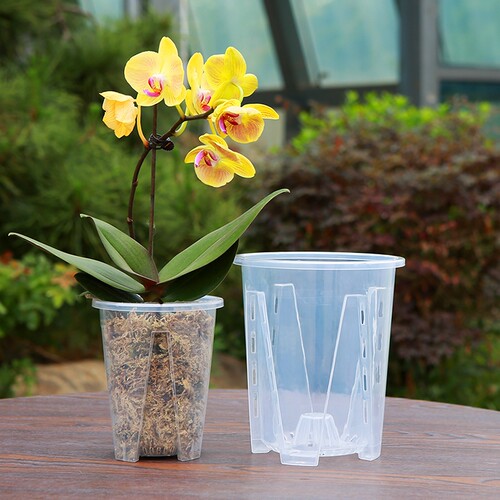 蝴蝶兰专用花盆兰花水苔透明控根生根盆塑料镂空防烂家用田园阳台