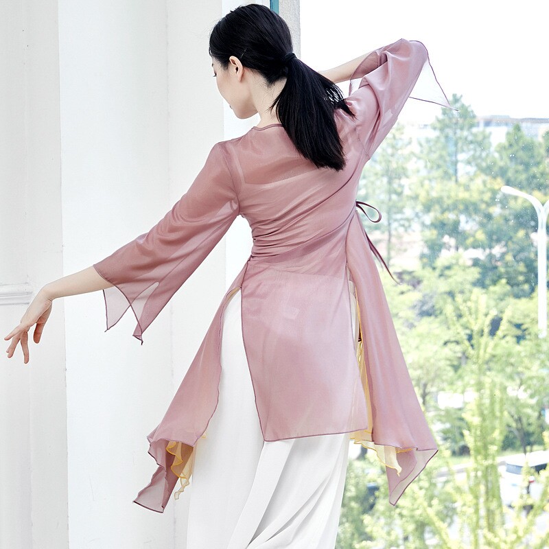 古典舞蹈服女2025春夏飘逸身韵纱衣中国古风民族舞表演出服装上衣