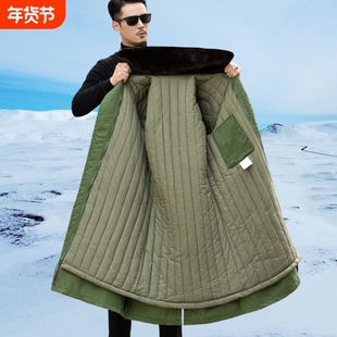军大衣男冬季加厚加绒加长款东北军棉袄防寒棉服劳保大衣零下棉花