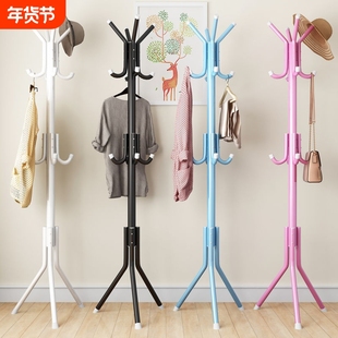 简易落地衣帽架铁艺挂衣架卧室立式衣服架挂包架挂钩承重简单固定