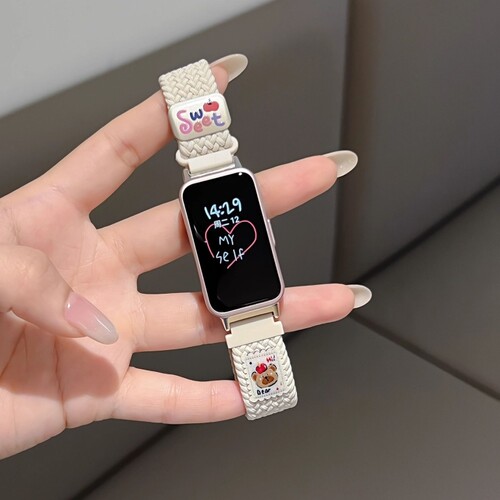 可爱小熊适用适用keep手环b5表带新款b4lite编织磁吸扣智能运动腕带band男女款水贴sweet替换带配16mm