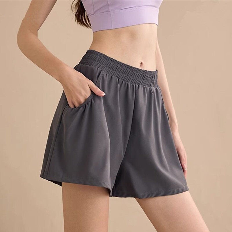 防走光假两件运动短裤女速干透气防走光跑步训练瑜伽服大码健身裤