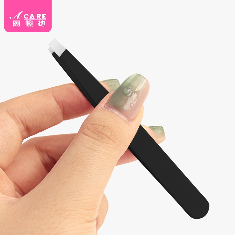 眉夹CA1sn0-黑色平口镊子拔毛假睫毛夹子修眉毛拔胡子初学者男