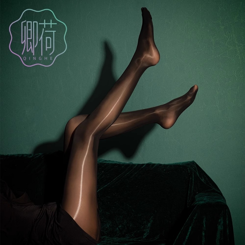 马油丝袜光腿神器开裆连裤袜女黑丝油亮夏超薄款性感油光大码丝袜