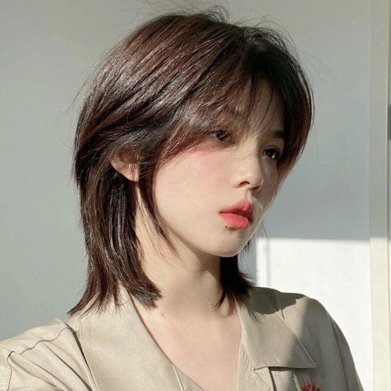 狼尾假发短发中分刘海鲻鱼头男女万用网红韩版帅气酷自然全头套式图片