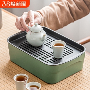 旅行茶盘车载茶台茶具收纳盒办公室小号干泡台户外便携茶盘一人用