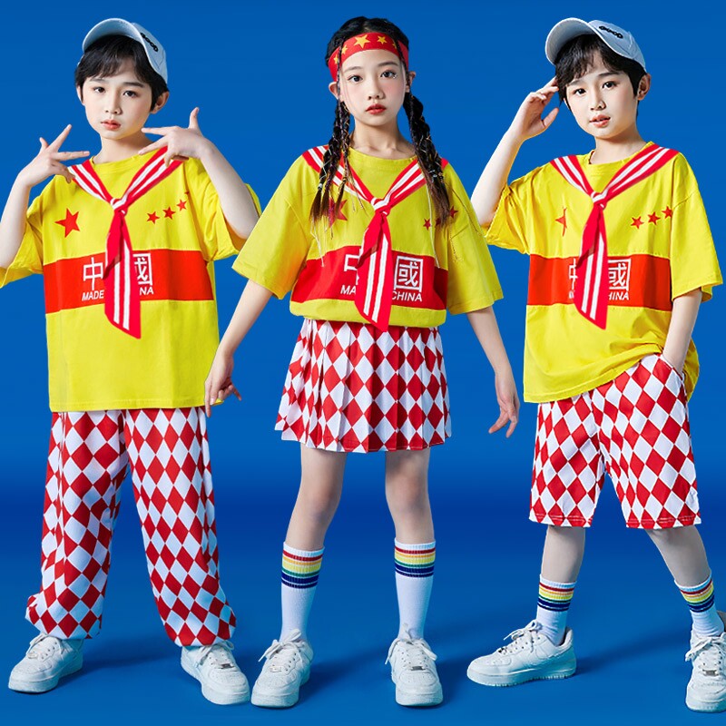 儿童拉拉队合唱演出服少儿街舞潮服小学生运动会班服爵士舞表演服