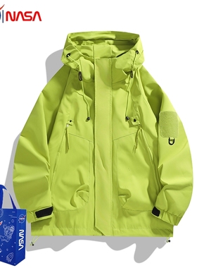 NASA户外冲锋衣男女2025新款春秋季潮牌宽松工装防风防水夹克外套