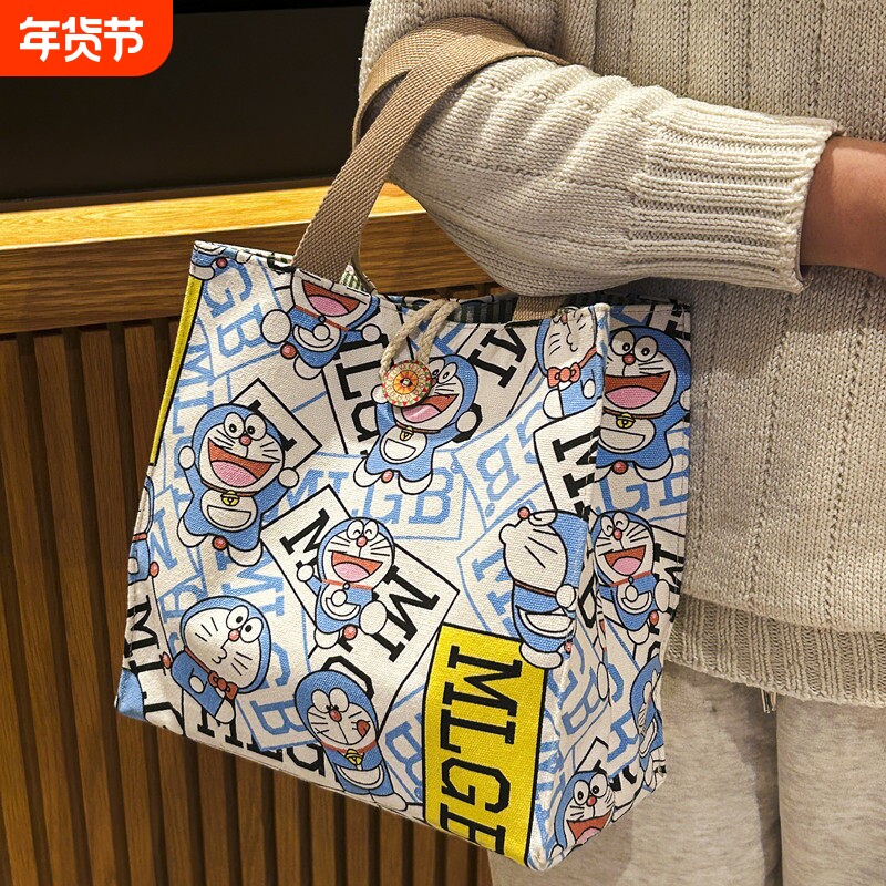 日式便当袋手拎包 可爱妈咪带饭包 大号卡通午餐包 学生用饭盒包