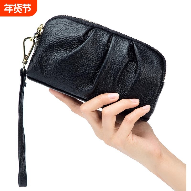 2025新款钱包双层小手包女真皮大容量买菜零钱包放手机手拎包钥匙