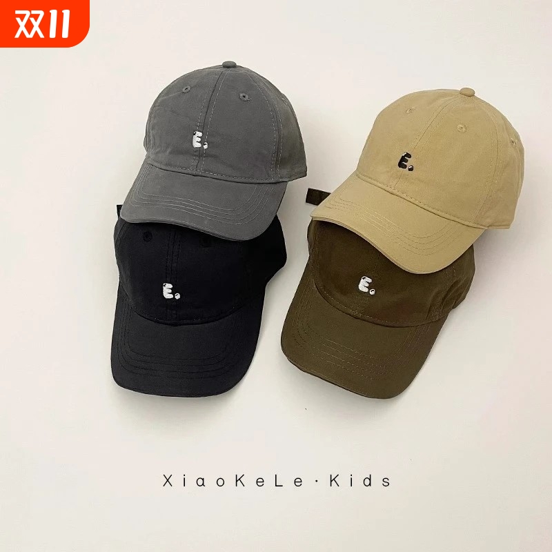 休闲韩版女童帽子男百搭棒球帽刺绣鸭舌帽ins男孩宝宝春秋季儿童