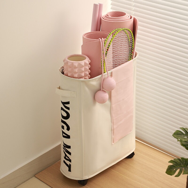 瑜珈垫收纳筐夹缝置物架家用折叠布艺健身房运动器材整理篮瑜伽垫