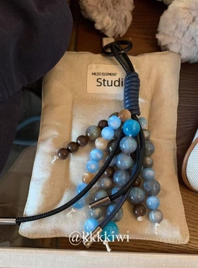 文琪同款~满愿种子串包包挂件 蓝色串珠手工挂饰复古挂坠2025新款