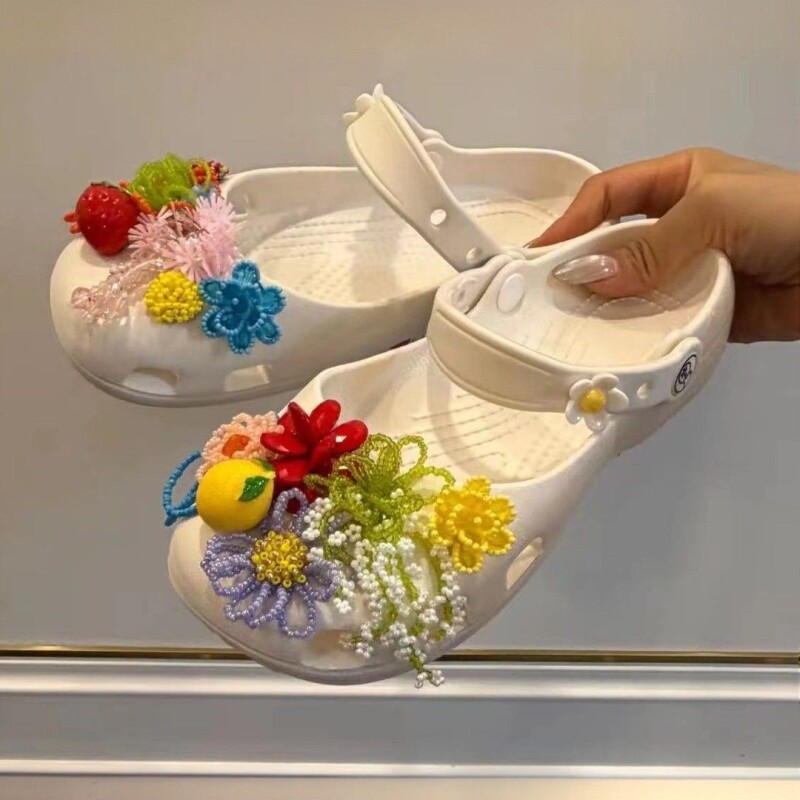 芭蕾鞋配饰鞋花装饰品洞洞鞋crocs串珠花朵鞋扣高级感