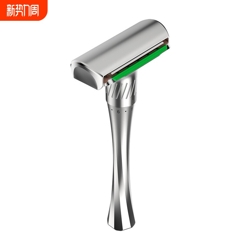 新款手动剃须刀男士刮胡刀手动剃刀锌合金刀架不锈钢双面刮毛刀