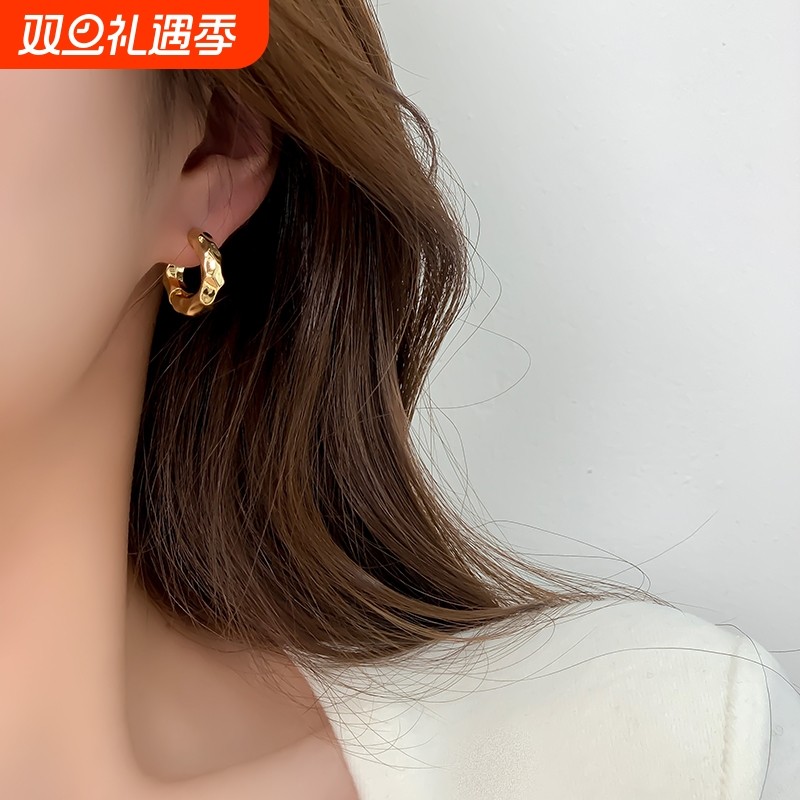 欧美小众设计金属肌理质感小耳圈简约时髦ins冷淡风高级感耳环女