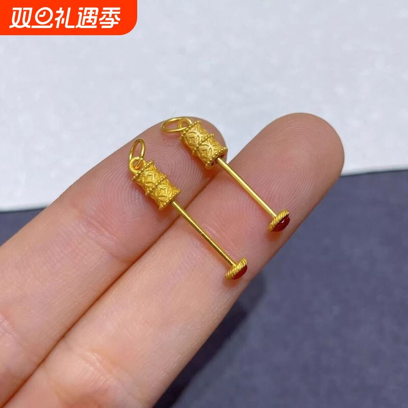 轻奢高级感配件复古万能针式扣头穿珠神器空托吊坠DIY单珠天珠配