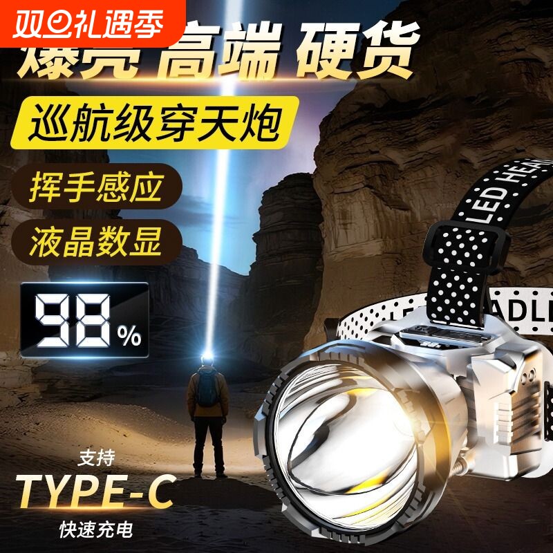 头灯强光感应超长续航聚光远射