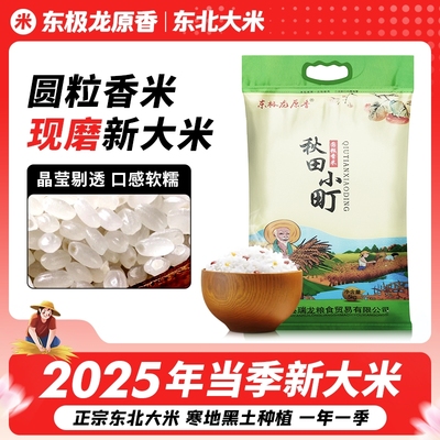 东极龙原香圆粒新米香米家用大米东北大米5KG珍珠米现磨现发10斤