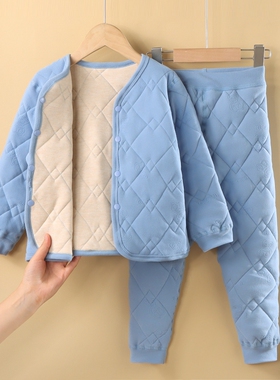 校服神器580G绵羊毛儿童秋冬棉袄棉裤保暖棉衣男女童内衣套装德绒