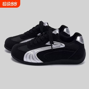 德训鞋男款四季网面透气轻便软底休闲板鞋情侣运动阿甘鞋黑色百搭