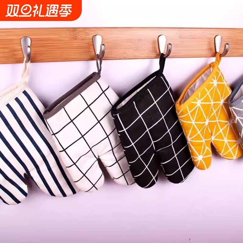 2只 加厚微波炉手套耐高温隔热厨房家用硅胶防热烤箱烘焙专用防烫