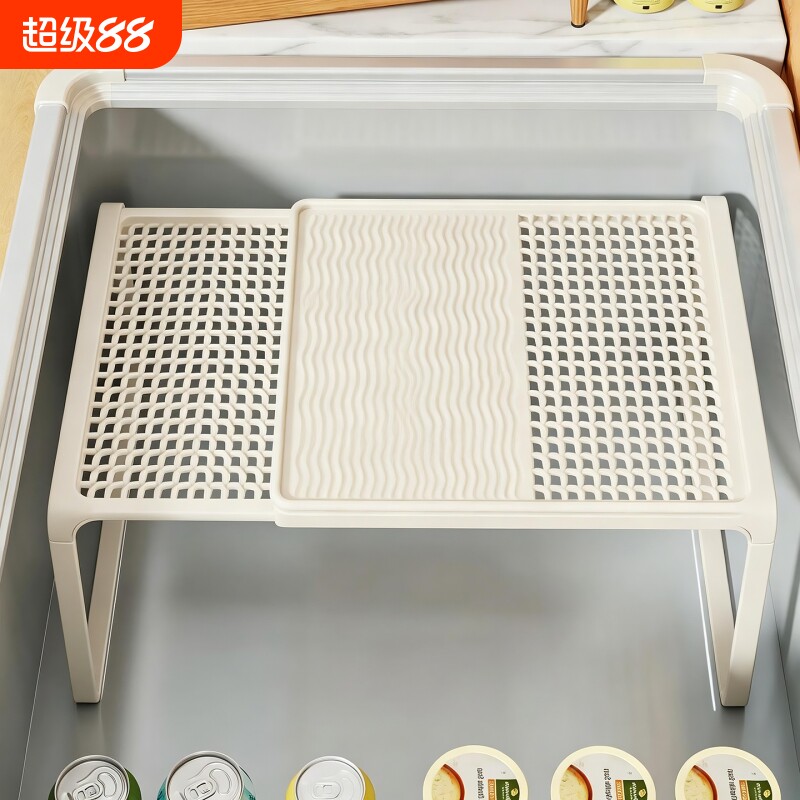 冰柜内部置物架冰箱隔层隔板分层托架收纳筐厨房保鲜神器伸缩水槽
