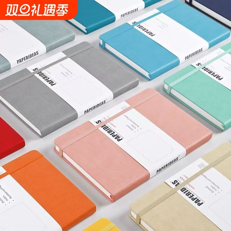 页码A5硬面绑带本点阵本笔记本子弹笔记bujo手帐记事本手账本方格简约大学生文艺ins风