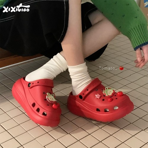 外穿百搭防滑趣味苹果番茄洞洞鞋