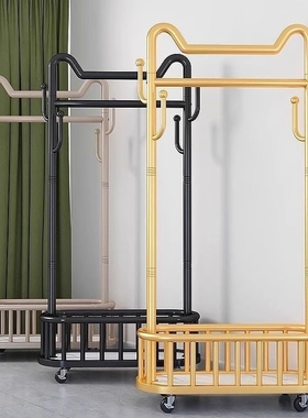 衣帽架挂落地衣架衣架立式可移动带轮家用客厅轻奢网红简易晾衣架