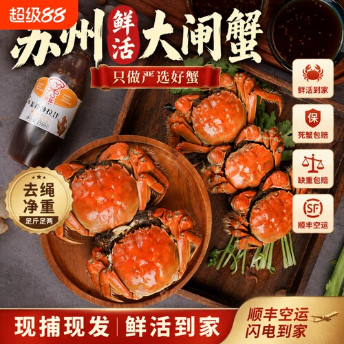 苏州阳澄精品大闸蟹鲜活螃蟹公4两可全母3两10只中秋高端礼盒装