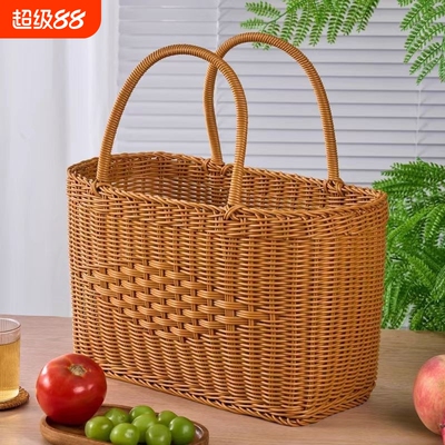 多用藤编购物篮超市洗澡