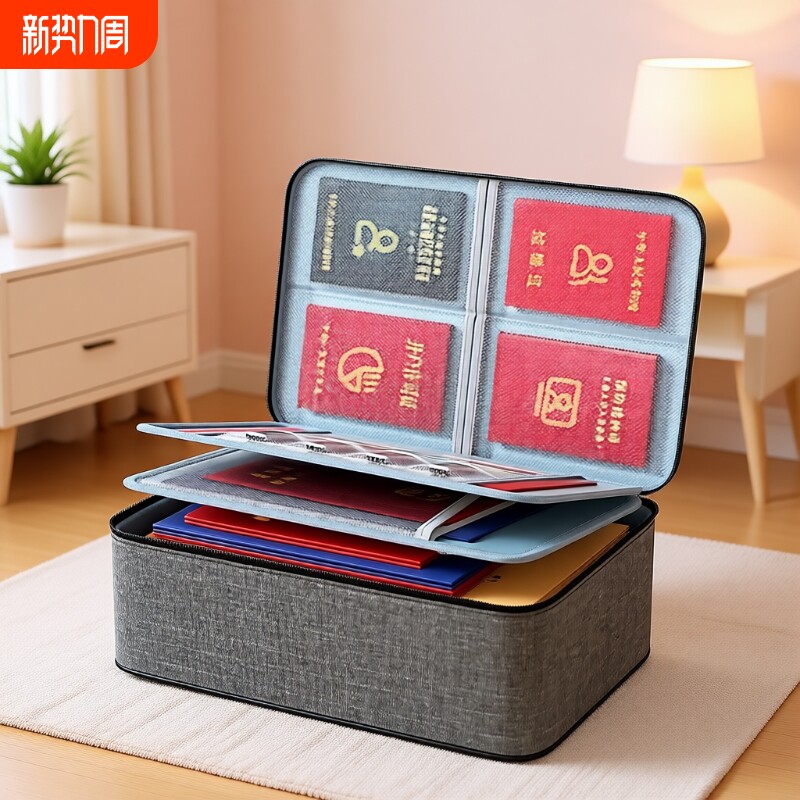证件收纳包盒家用多功能家庭户口本资料文件卡包证书整理箱袋神器