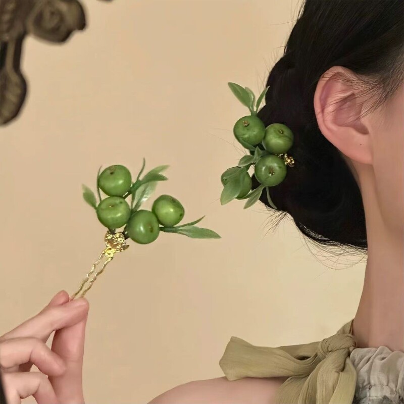 青青子衿 森系清新可爱小苹果发簪新中式头饰发饰2026新款气质