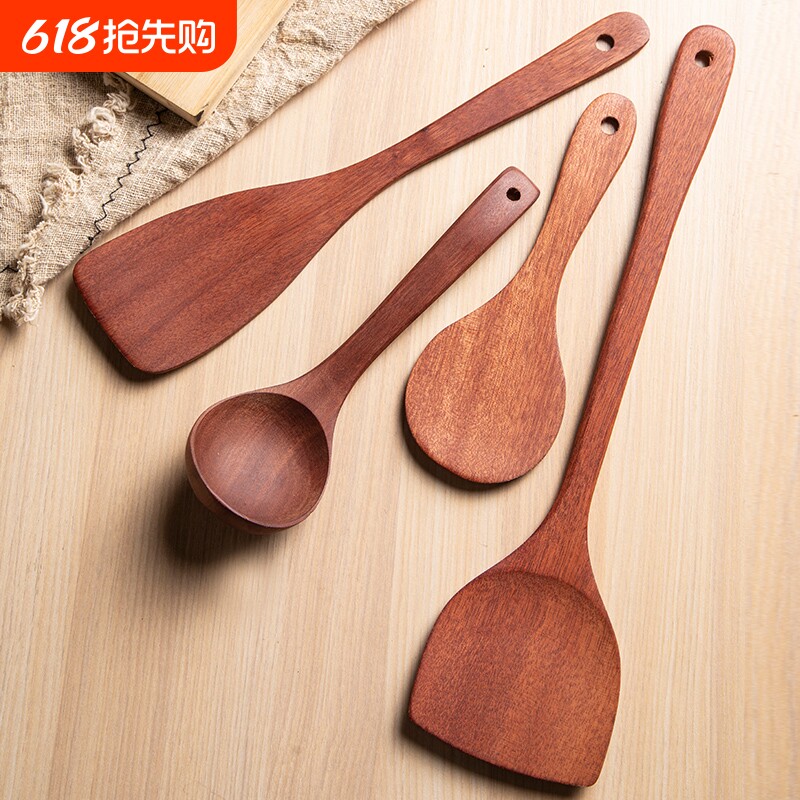 乌檀木木锅铲不粘锅专用炒菜长柄家用耐高温饭勺无漆