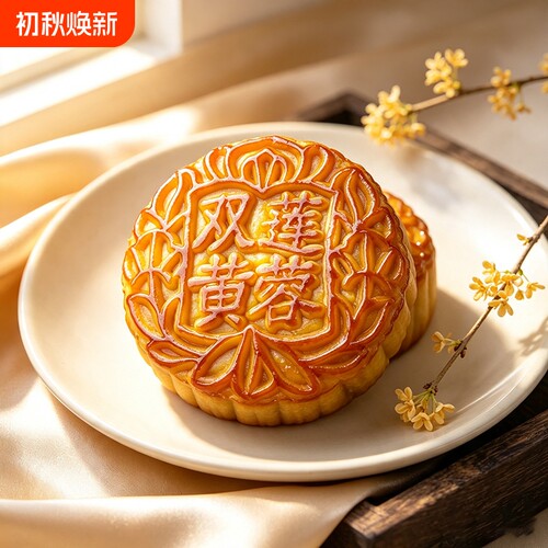 125g双黄莲蓉月饼蛋黄广式月饼传统手工糕点中秋礼物礼盒散装豆沙