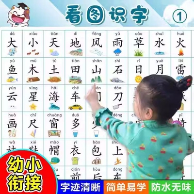 儿童宝宝看图识字挂图幼儿园认字汉字表学习神器墙贴古诗拼音英文